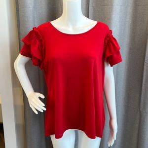 Bibi Ruffle sleeve top - Red - NWT